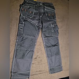 Blaklader work pants mens 34x32 black, double knee canvas